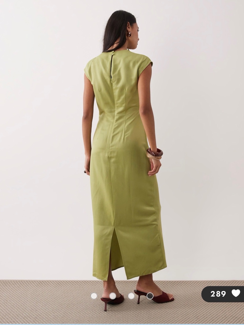 Nobody's Child Eden satin cap sleeve cowl neck maxi dress in olive - Picture 2 of 10